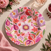 Daily Decorative Charger Plate – Pink Coral Folk Floral decorative charger plate on a styled table.