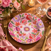 Daily Decorative Charger Plate – Pink Coral Folk Floral decorative charger plate on a styled table.