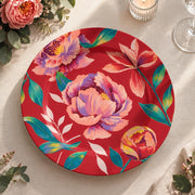 Daily Decorative Charger Plate – Red Rose Blue Bloom decorative charger plate on a styled table.