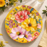Daily Decorative Charger Plate – Yellow Bloom Mix Field decorative charger plate on a styled table.