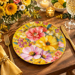 Daily Decorative Charger Plate – Yellow Bloom Mix Field decorative charger plate on a styled table.