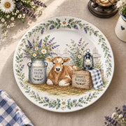 Daily Decorative Charger Plate – Cow Jars Lavender decorative charger plate on a styled table.