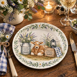 Daily Decorative Charger Plate – Cow Jars Lavender decorative charger plate on a styled table.