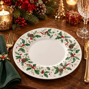 Christmas Decorative Charger Plate – Bauble Pinecone Wreath decorative charger plate on a styled table.