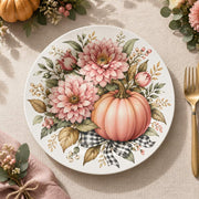 Daily Decorative Charger Plate – Pink Blooms Pumpkin decorative charger plate on a styled table.