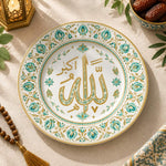 Ramadan Decorative Charger Plate – Mint Gold Sprig decorative charger plate on a styled table.
