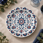 Ramadan Decorative Charger Plate – Blue Red Medallion decorative charger plate on a styled table.