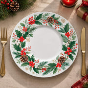 Christmas Decorative Charger Plate – Christmas Tree Ribbon decorative charger plate on a styled table.