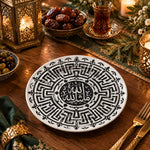 Ramadan Decorative Charger Plate – Ornate Black Border decorative charger plate on a styled table.