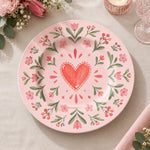 Valentine's Day Decorative Charger Plate – Heart Sprig Border decorative charger plate on a styled table.