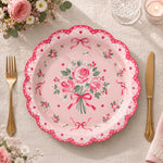 Valentine's Day Decorative Charger Plate – Rose Scallop Gold decorative charger plate on a styled table.