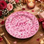 Valentine's Day Decorative Charger Plate – Love Script Hearts decorative charger plate on a styled table.