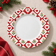 Valentine's Day Decorative Charger Plate – Heart Border White decorative charger plate on a styled table.