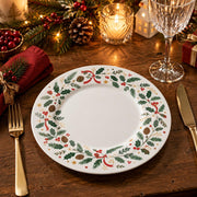 Christmas Decorative Charger Plate – Holly Bow Ring decorative charger plate on a styled table.