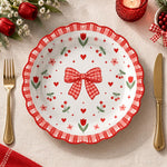 Valentine's Day Decorative Charger Plate – Ribbon Heart Red decorative charger plate on a styled table.