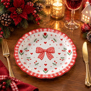 Valentine's Day Decorative Charger Plate – Ribbon Heart Red decorative charger plate on a styled table.