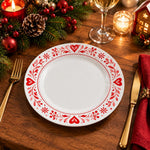 Valentine's Day Decorative Charger Plate – Heart Scatter Border decorative charger plate on a styled table.
