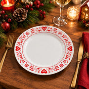 Valentine's Day Decorative Charger Plate – Heart Scatter Border decorative charger plate on a styled table.