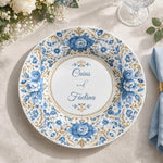 Wedding Decorative Charger Plate – Chinoiserie Names decorative charger plate on a styled table.