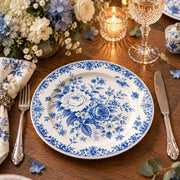 Wedding Decorative Charger Plate – Blue Rose Garden decorative charger plate on a styled table.