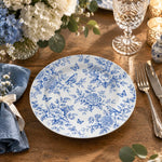 Wedding Decorative Charger Plate – Blue Toile Sprig decorative charger plate on a styled table.