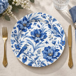 Wedding Decorative Charger Plate – Navy White Vine decorative charger plate on a styled table.