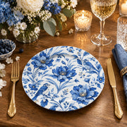 Wedding Decorative Charger Plate – Navy White Vine decorative charger plate on a styled table.