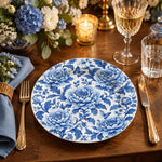 Wedding Decorative Charger Plate – Blue White Chinoiserie decorative charger plate on a styled table.