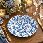 Wedding Decorative Charger Plate – Chinoiserie Vines Blue decorative charger plate on a styled table.