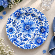 Wedding Decorative Charger Plate – Blue Floral Field decorative charger plate on a styled table.