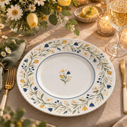 Christmas Decorative Charger Plate – Blue Sprig Border decorative charger plate on a styled table.