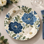 Wedding Decorative Charger Plate – Blue Folk Flowers decorative charger plate on a styled table.