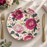 Wedding Decorative Charger Plate – Pink and Red Roses decorative charger plate on a styled table.