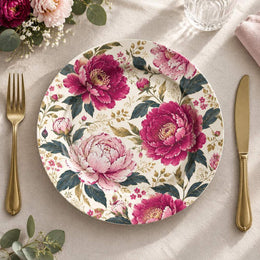 Wedding Decorative Charger Plate – Pink and Red Roses decorative charger plate on a styled table.