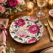Wedding Decorative Charger Plate – Pink and Red Roses decorative charger plate on a styled table.