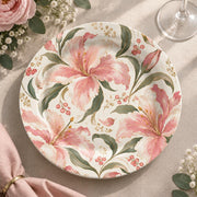 Wedding Decorative Charger Plate – Pink Lily Stem Duo decorative charger plate on a styled table.