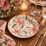 Wedding Decorative Charger Plate – Pink Lily Stem Duo decorative charger plate on a styled table.