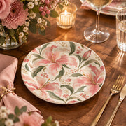 Wedding Decorative Charger Plate – Pink Lily Stem Duo decorative charger plate on a styled table.