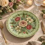 Daily Decorative Charger Plate – Green Rose Garden decorative charger plate on a styled table.