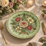 Daily Decorative Charger Plate – Green Rose Garden decorative charger plate on a styled table.