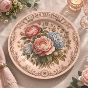 Daily Decorative Charger Plate – Garden Treasures Rose decorative charger plate on a styled table.