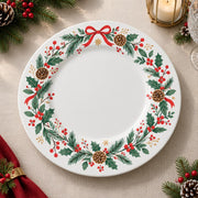 Christmas Decorative Charger Plate – Red Bow Wreath decorative charger plate on a styled table.