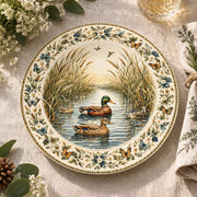 Daily Decorative Charger Plate – Ducks Reeds Cream decorative charger plate on a styled table.