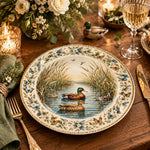 Daily Decorative Charger Plate – Ducks Reeds Cream decorative charger plate on a styled table.