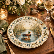 Daily Decorative Charger Plate – Ducks Reeds Cream decorative charger plate on a styled table.