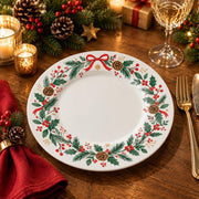 Christmas Decorative Charger Plate – Red Bow Wreath decorative charger plate on a styled table.