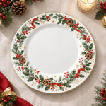 Christmas Decorative Charger Plate – Pinecone Holly Ring decorative charger plate on a styled table.