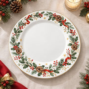 Christmas Decorative Charger Plate – Pinecone Holly Ring decorative charger plate on a styled table.