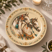 Daily Decorative Charger Plate – Horse Heads Ornament decorative charger plate on a styled table.