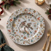 Daily Decorative Charger Plate – Grey Horses in Field decorative charger plate on a styled table.